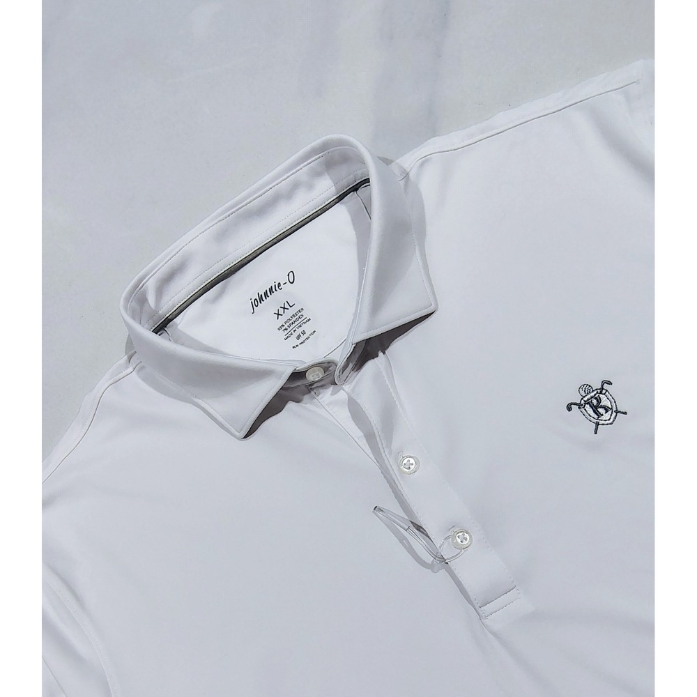 Johnnie-O Performance Polo  Knollwood  Golf Club Size 2XL White Stretch UPF 50